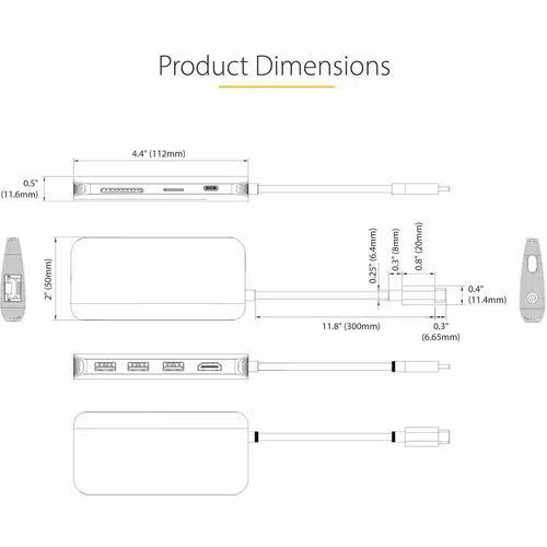 Technical diagram of product dimensions on a white background