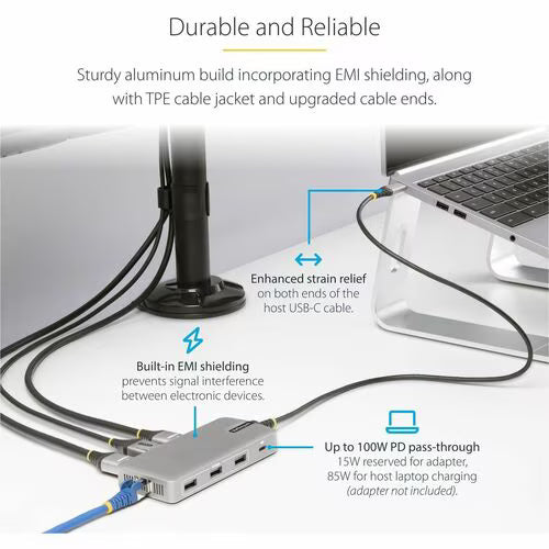 StarTech USB-C Triple-Monitor Multiport Adapter with HDMI, DisplayPort, Ethernet and 100W Power Delivery