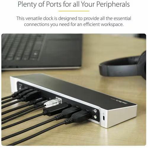 StarTech 4K USB-C Triple Monitor Docking Station with 60W Power Delivery