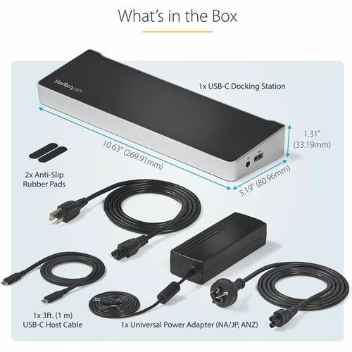 StarTech 4K USB-C Triple Monitor Docking Station with 60W Power Delivery