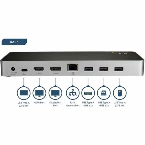 StarTech USB-C Dual Monitor Docking Station with HDMI, DisplayPort and 60W PD