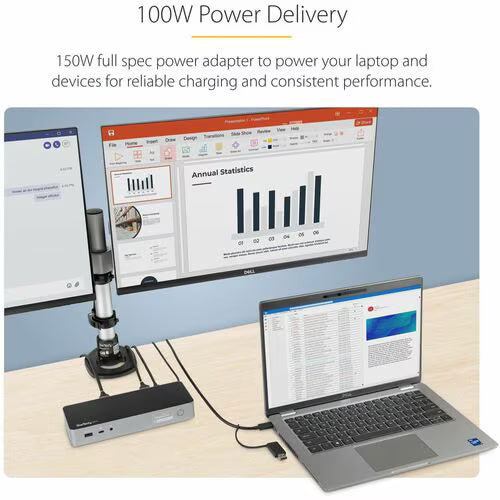 StarTech Hybrid USB-C / USB-A Dual 4K Docking Station with 100W Power Delivery