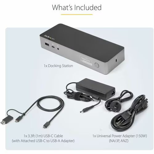 StarTech Hybrid USB-C / USB-A Dual 4K Docking Station with 100W Power Delivery