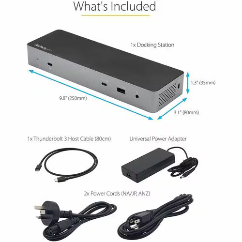 Docking station with included components on a white background