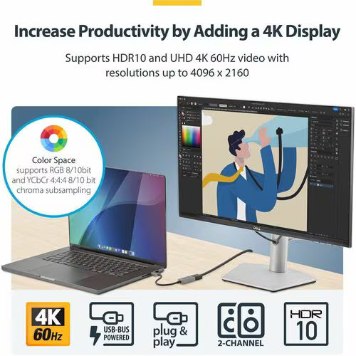 StarTech CDP2HD4K60 USB-C to HDMI Adapter 4K 60Hz