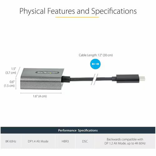 StarTech CDP2DPEC USB-C to DisplayPort Adapter 8K