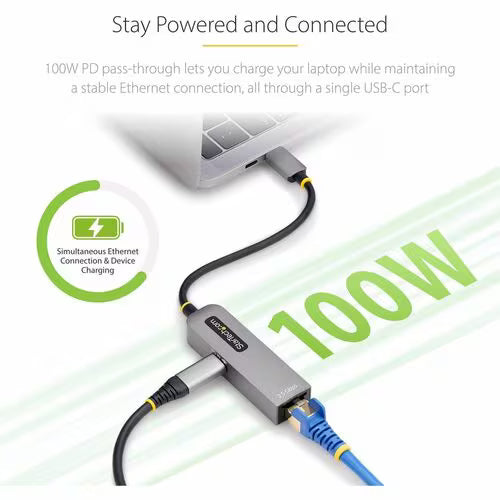 StarTech 2GPD3-USB-C-ETHERNET USB-C to 2.5GbE Adapter with 100W PD