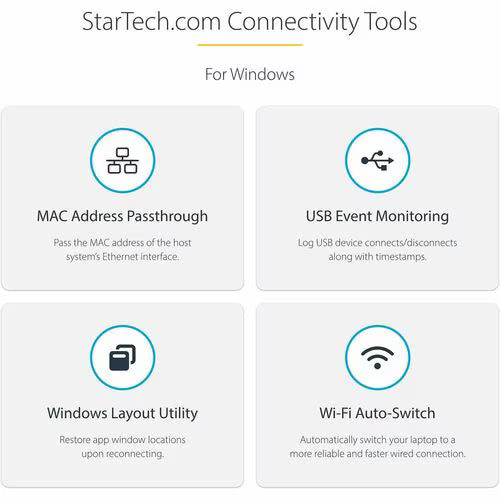 StarTech.com connectivity tools for Windows with icons and descriptions.