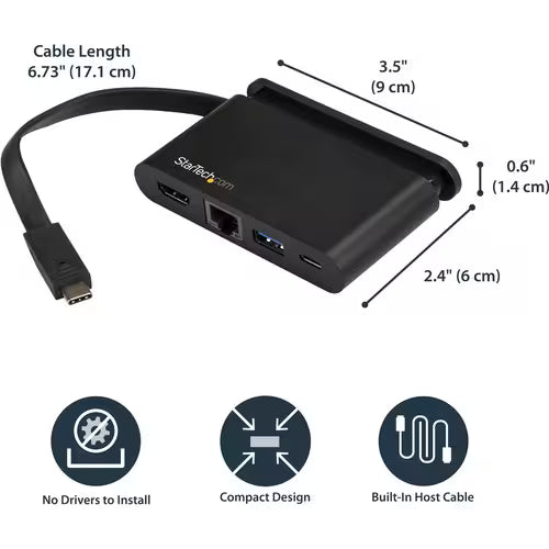 StarTech USB-C Docking Station with HDMI, Ethernet and 100W Power Delivery