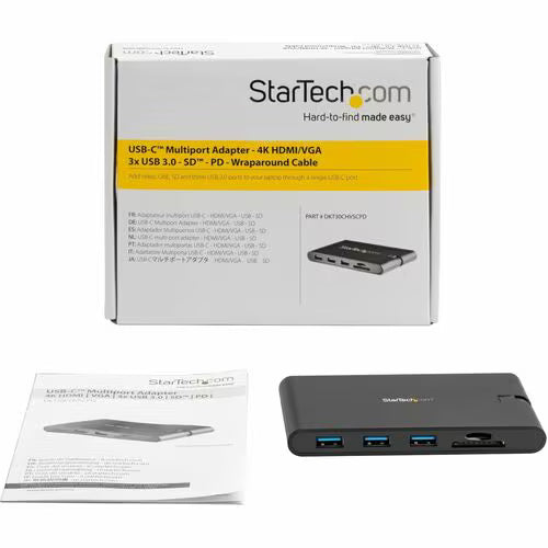 StarTech USB-C Docking Station with HDMI, VGA, Ethernet, SD Card Reader and 85W Power Delivery