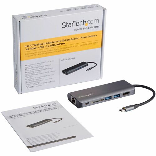 StarTech USB-C Docking Station with HDMI, Ethernet, SD Card Reader and 60W Power Delivery