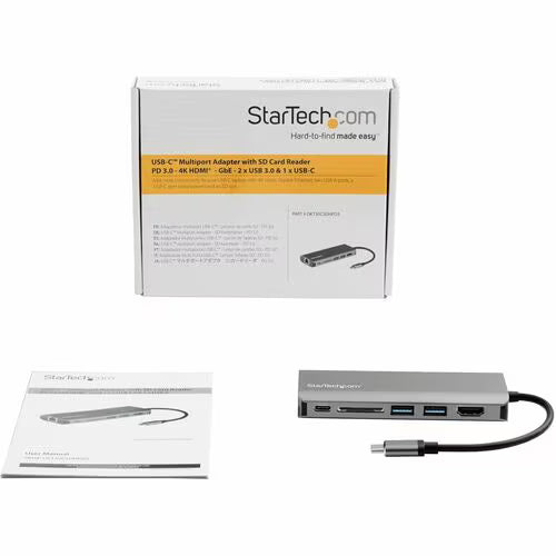 StarTech USB-C Multiport Dock with SD/microSD, HDMI, GbE and 60W PD
